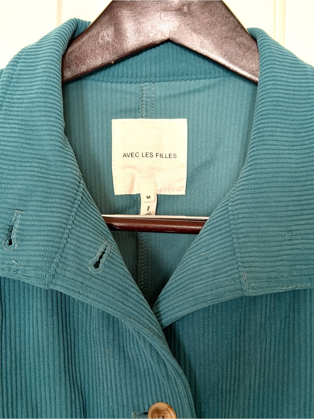 Avec Les Filles Teal Corduroy Cropped Utility Shacket Jacket M - Picture 7 of 8